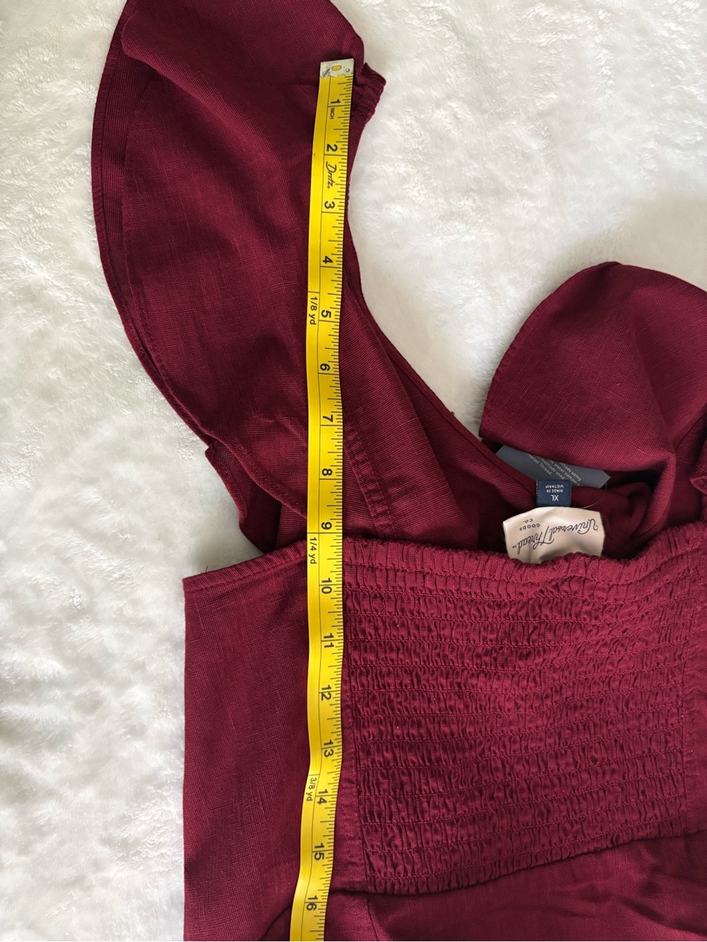 American Threads Burgundy Ruffled V-Neck Midi Dress - Picture 10 of 12